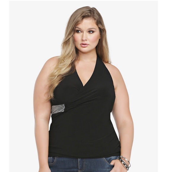 torrid Tops - Black Halter Top with Gemstone Side